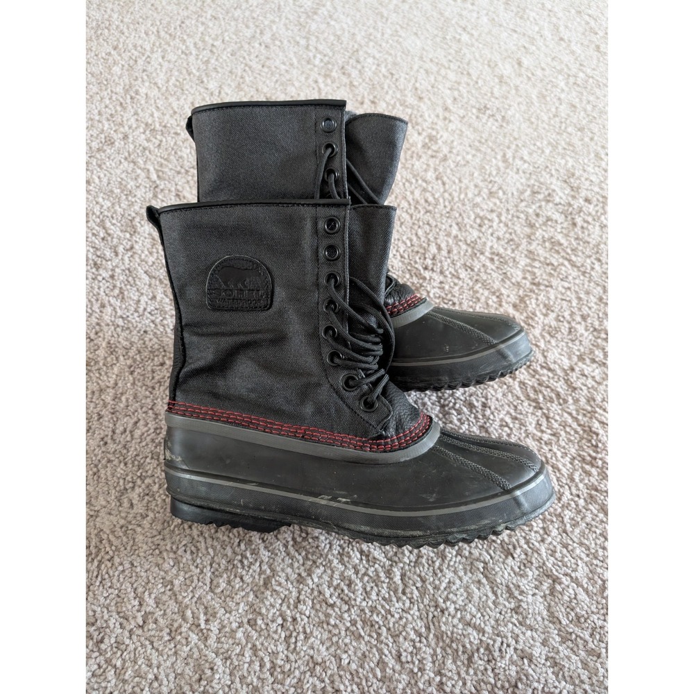 Sorel Black 1964 Premium T CVS Snow Boots EU44 Men's 9 Waxed Canvas Rubber Lined